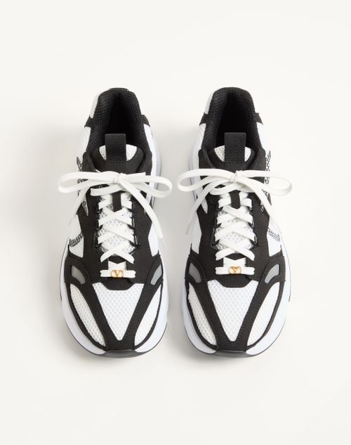 Valentino Garavani - Baskets Demivee En Tissu Ajouré Avec Empiècements En Daim - Noir/gris - Homme - Baskets