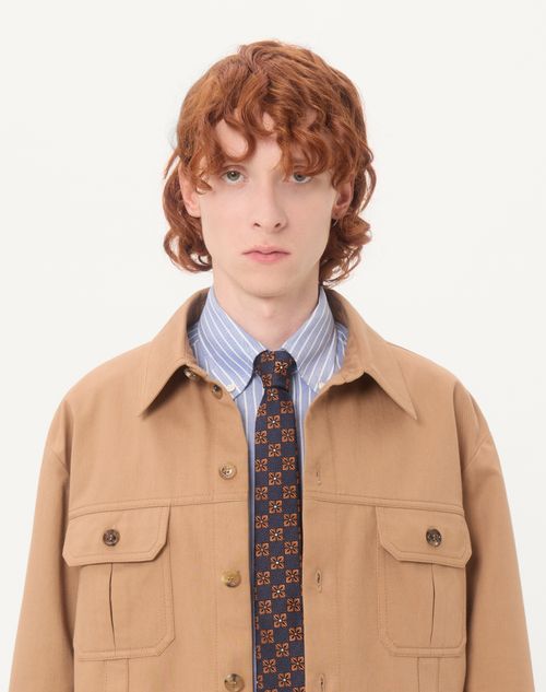 Valentino - Valentino Cotton Gabardine Shirt Jacket With Vlogo - Camel - Man - Outerwear