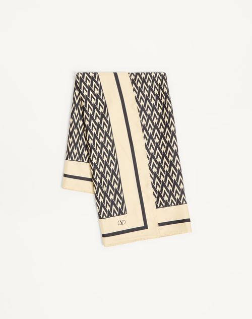Valentino Garavani - Toute La V Silk Scarf - Cream/black - Woman - Soft Accessories