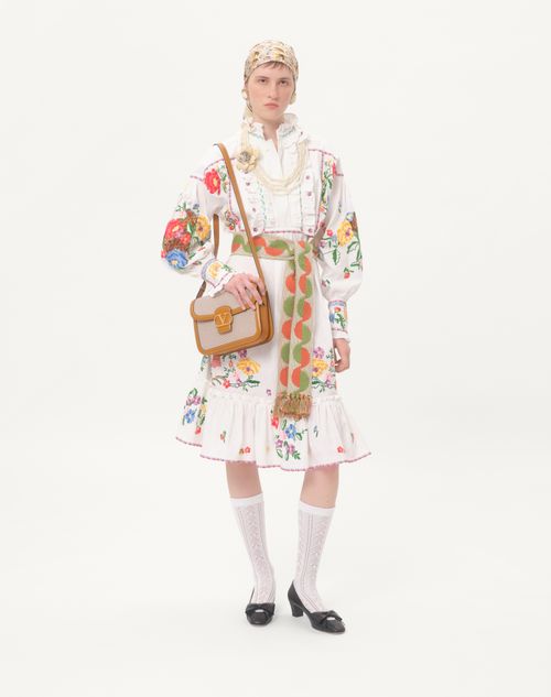 Valentino - Embroidered Cotton And Linen Dress - White/multicolour - Woman - Dresses