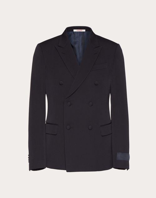 Valentino - Giacca Doppiopetto In Lana Con Etichetta Sartoriale Maison Valentino - Navy - Uomo - Cappotti E Blazer