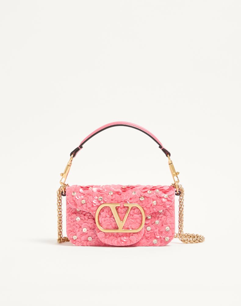 Valentino Garavani Garavani Locò Small Embroidered Shoulder Bag Woman Pink Uni