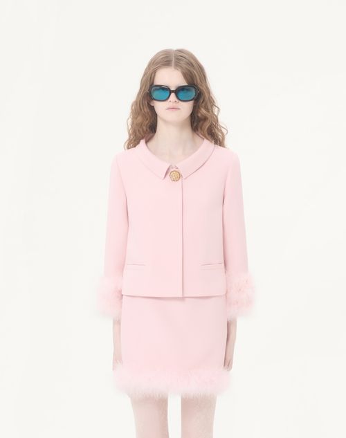 Valentino - Crepe Couture Jacket With Feathers - Rose - Woman - Jackets And Blazers
