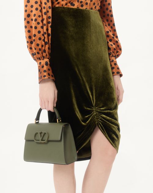 Valentino Garavani - Valentino Garavani Vsling Small Handbag In Grainy Calfskin - Military Green - Woman - Top Handle Bags