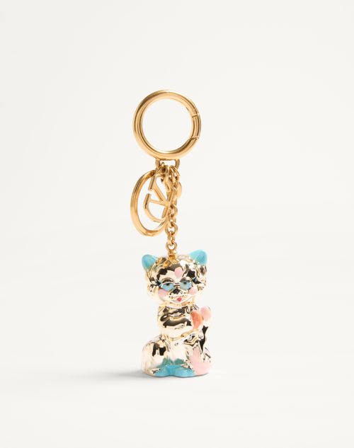 Valentino Garavani - Valentino Garavani Le Chat De La Maison Nylon Bag Charm With Key Ring - Antique Brass - Woman - Bag Charms And Keyrings