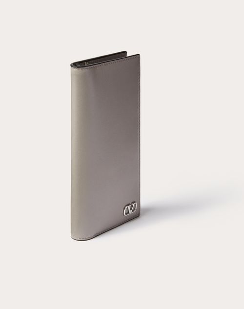 Valentino Garavani - Mini Vlogo Signature Calfskin Wallet - Pearl Gray - Man - Wallets And Small Leather Goods
