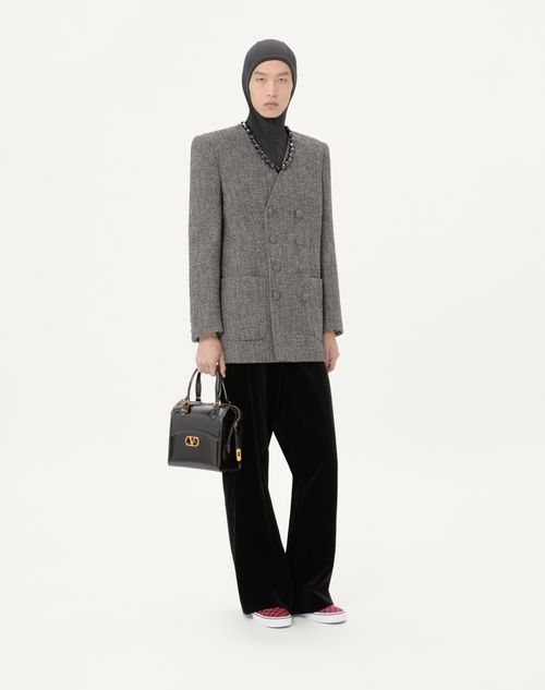Valentino - Veste Croisée Valentino En Laine Bouclée Mélangée - Gris - Homme - Manteaux Et Blazers