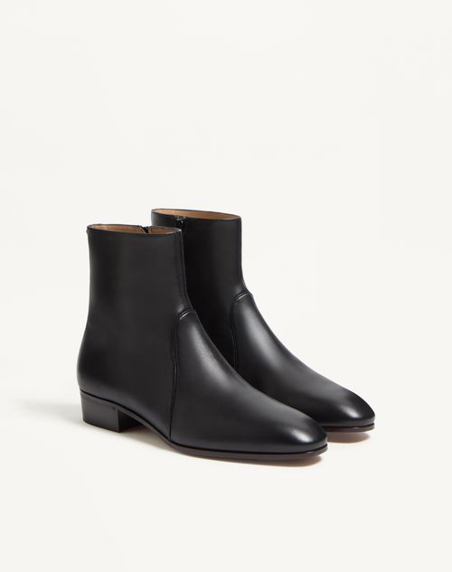 Valentino Garavani - Pat Ankle Boot In Kidskin - Black - Man - Boots