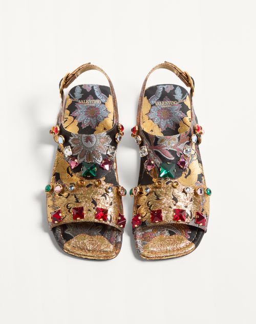 Valentino Garavani - Preshoes Sandal In Apres L'hiver Jacquard Fabric With Crystals 5mm - Multicolor - Woman - Sandals