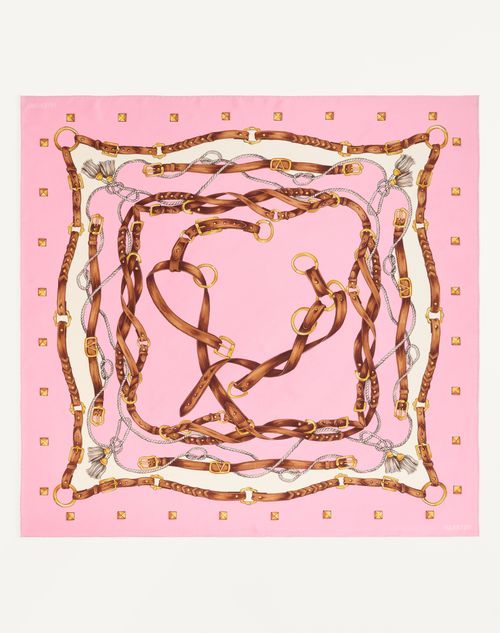 Valentino Garavani - Foulard Valentino In Seta Con Stampa Stud Framed - Rosa/multicolor - Uomo - Accessori Tessili