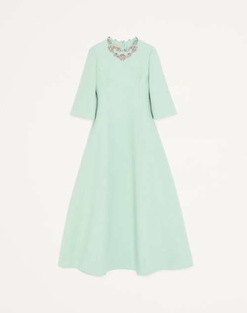 Valentino Crepe Couture Embroidered Midi Dress Woman Celadon/silver 44