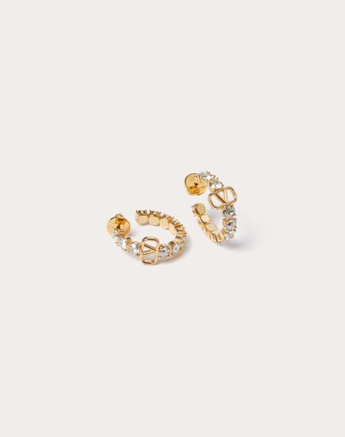 Valentino Garavani Vlogo Signature Metal And Swarovski® Crystal Earrings Woman Gold Uni