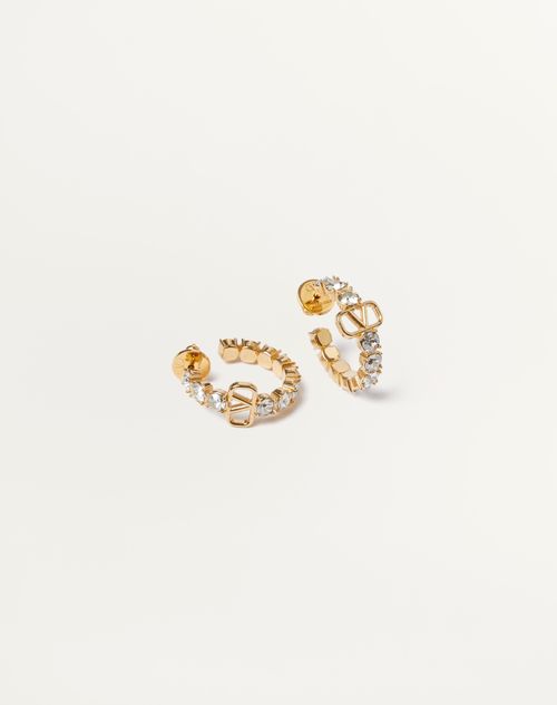 Valentino Garavani Vlogo Signature Metal And Swarovski® Crystal Earrings Woman Gold Uni