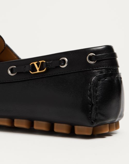Valentino Garavani - Driver Fastaway Buffalo Loafer - Black - Man - Loafers And Driver