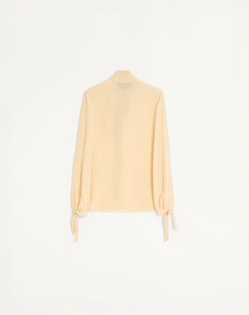 Valentino - Hemd Aus Crêpe De Chine - Birke - Frau - Blusen & Tops