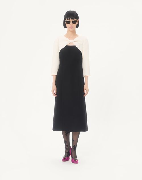 Valentino - Crepe Couture Midi Dress - Black/ivory - Woman - Dresses