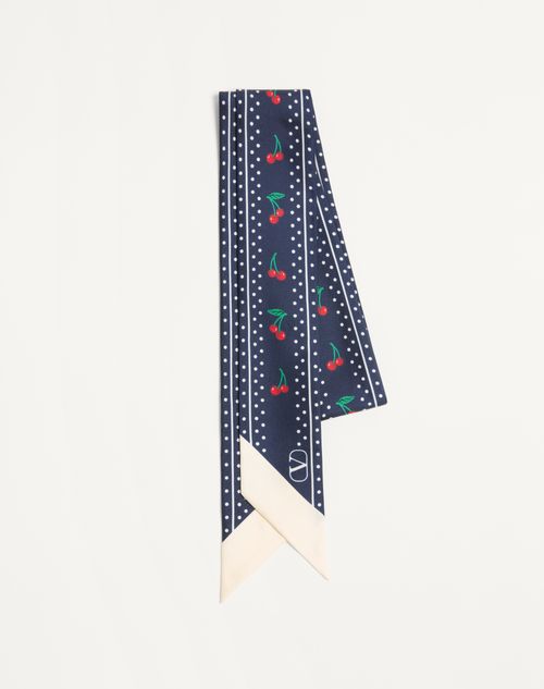 Valentino Cherryfic Silk Bandeau Scarf In Blue/red