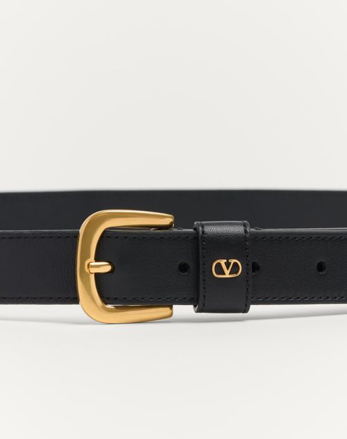 Valentino Garavani - Vlogo Signature Belt In Shiny Calfskin 25 Mm - Black - Man - Belts