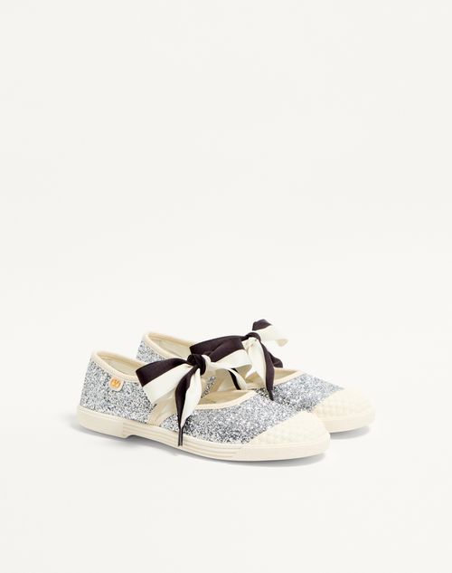 Valentino Garavani - Bay By Bay Ballerina Sneakers In Glitter Fabric - Silver - Woman - Sneakers
