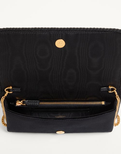 Valentino Garavani - Vlogo Signature Velvet Chain Wallet With Jewel Logo - Black - Woman - Wallets And Small Leather Goods