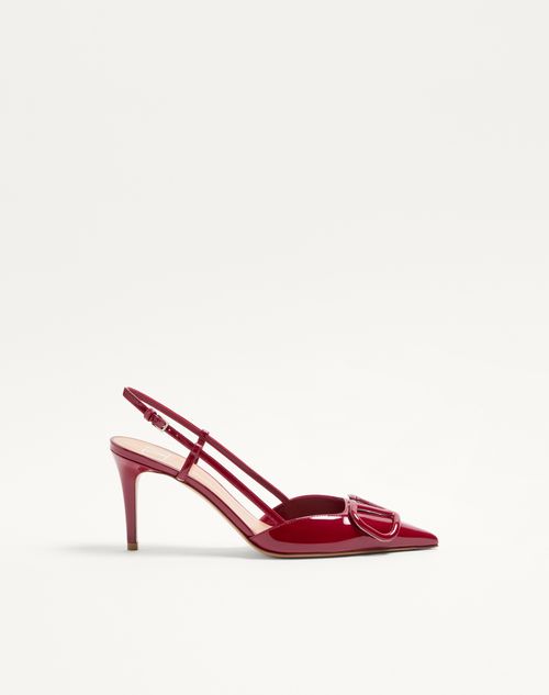 Valentino Garavani Vlogo Signature Patent Leather Slingback Pump 80mm Woman Dark Red 36.5 In Red
