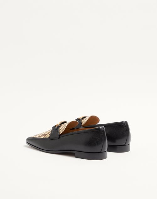 Valentino Garavani - Vlogo Signature Kidskin And Python Loafer - Black/cream - Man - Loafers And Drivers