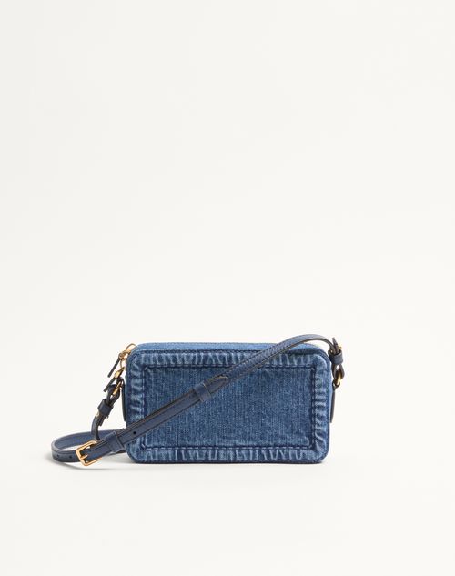 Valentino Garavani - Valentino Garavani Alltime Mini Denim Shoulder Bag - Denim/worker - Woman - Shoulder Bags