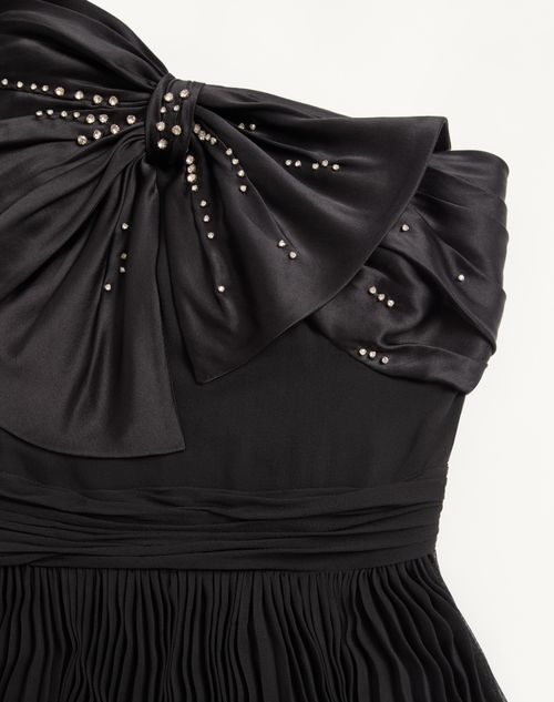 Valentino - Long Dress In Embroidered Light Georgette - Black/silver - Woman - Gowns