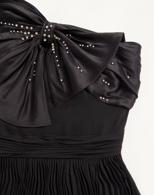 Valentino - Long Dress In Embroidered Light Georgette - Black/silver - Woman - Gowns