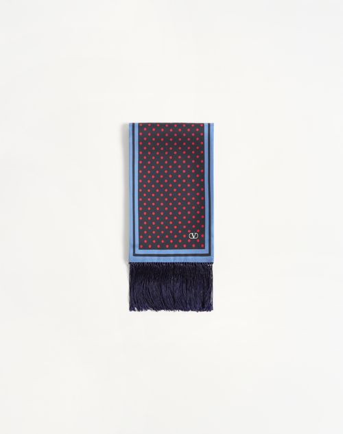 Valentino Garavani - Plusdepois Silk Bandeau Scarf With Fringe - Blue/red/azure - Man - Soft Accessories