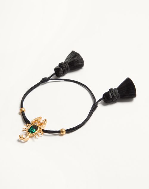 Valentino Garavani - Gardienne Metal, Crystal, And Rope Bracelet With Tassels - Antique Brass/black - Woman - Fashion Jewelry