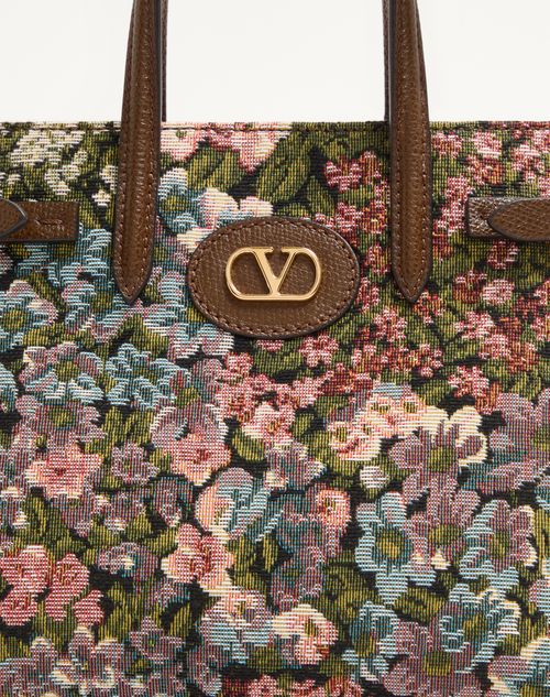 Valentino Garavani - ヴァレンティノ ガラヴァーニ アンティーブ アプレリヴェール ジャカードファブリック スモール トート - マルチカラー/タバコ - ウィメンズ - トート