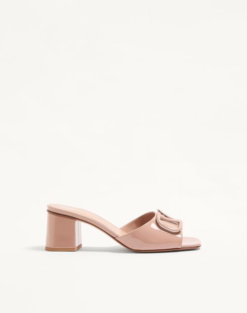 Valentino Garavani Vlogo Signature Patent Leather Slide Sandal 60mm Woman Rose Cannelle 35