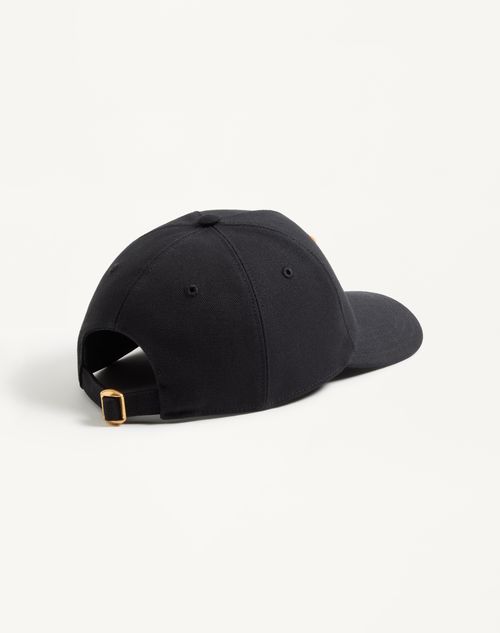Valentino Garavani - Valentino Garavani Cotton Baseball Cap With Embroidery - Black - Man - Hats And Gloves