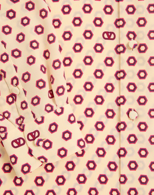 Valentino - Valentino Crepe De Chine Silk Shirt With Opticool Print - Multicolour - Man - Shirts