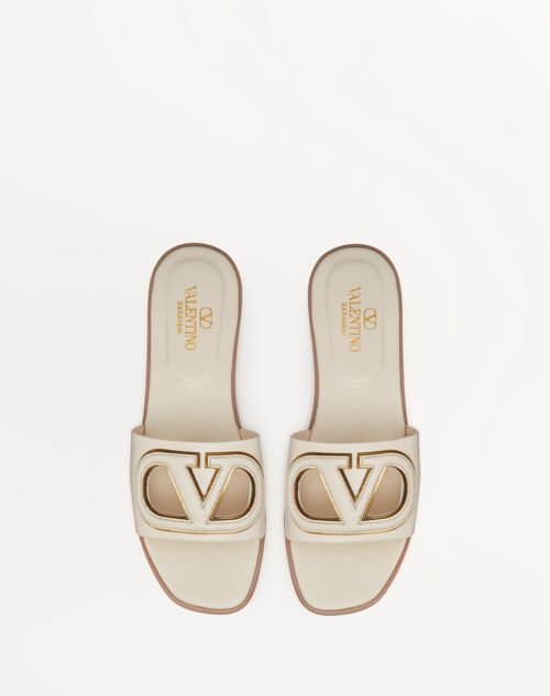Valentino Garavani - Sandalo Slide Vlogo Cut-out In Vitello - Avorio - Donna - Slide E Infradito