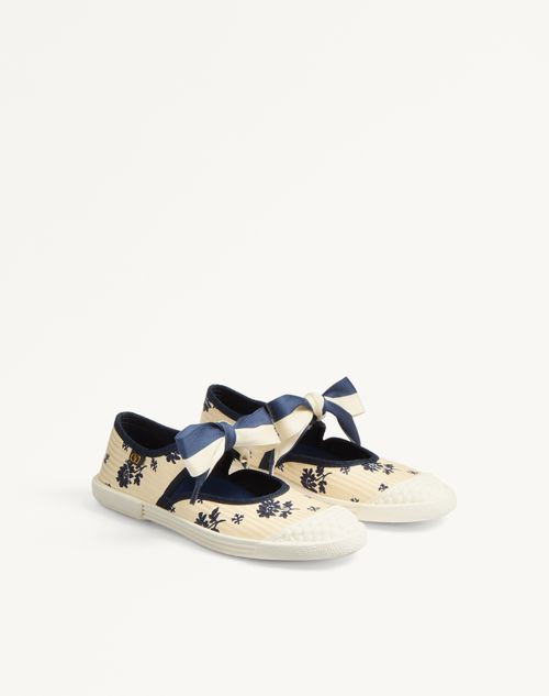 Valentino Garavani - Bay By Bay Ballerina Sneakers In Papier Floral Fabric - Butter/blue - Woman - Sneakers