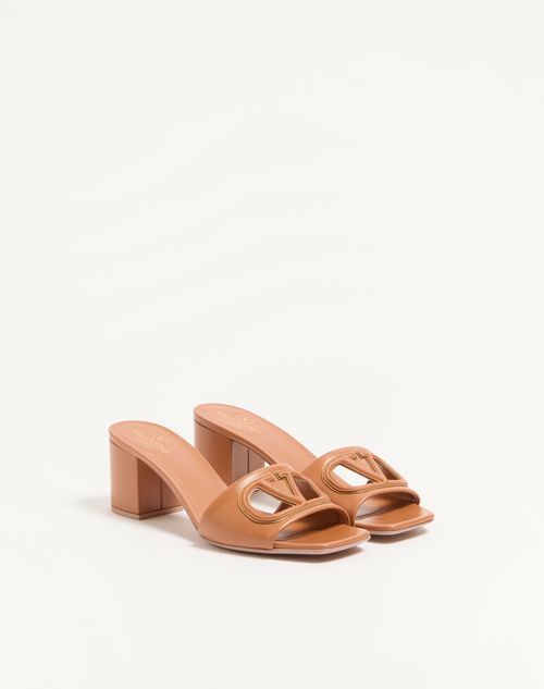 Valentino Garavani - Vlogo Cut-out Slide Sandal In Calfskin 60mm - Beige - Woman - Sandals