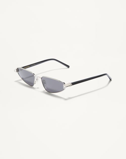 Valentino - Cat-eye-brille Aus Metall - Silber/schwarz/grau - Frau - Sonnenbrillen
