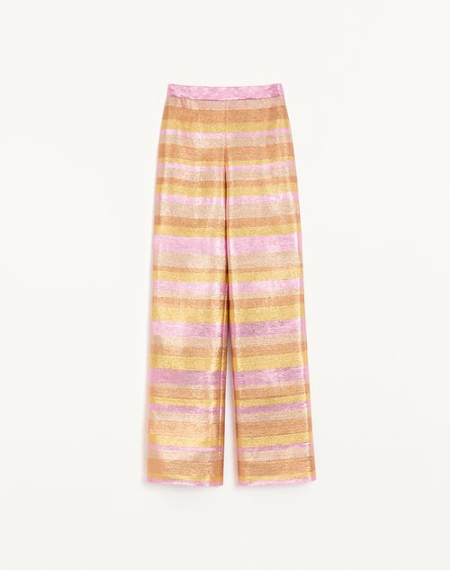 Valentino Lurex Lumiere Nocturne Barré Trousers Woman Rose Gold 46