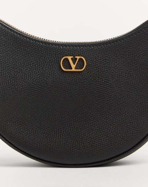 Valentino Garavani - Vlogo Signature Mini Hobo Bag In Grainy Calfskin - Black - Woman - Shoulder Bags