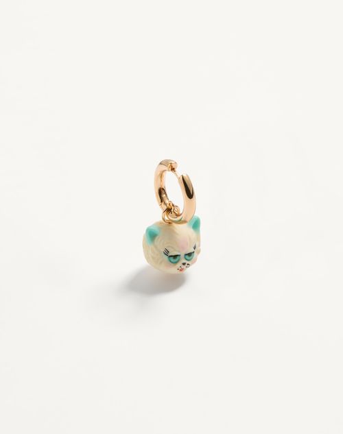 Valentino Garavani - Le Chat De La Maison Single Earring In Metal And Nylon - Gold/multicolor - Woman - Jewelry