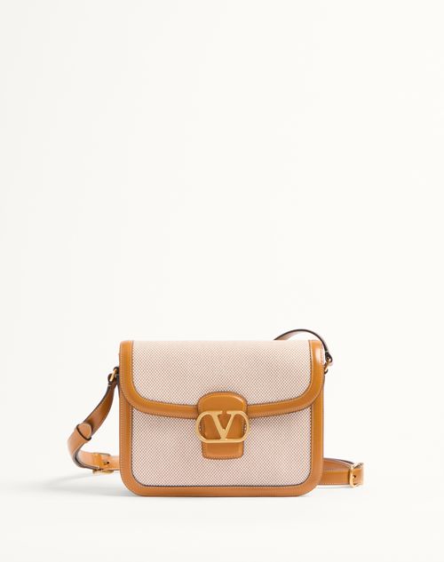 Shop Valentino Garavani Garavani 9to5 Canvas Shoulder Bag In Beige