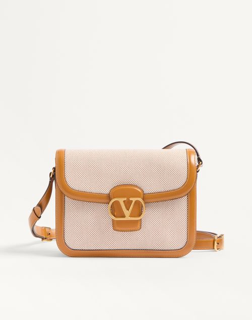 Valentino Garavani Men Two-tone Canvas And Leather 9to5 Shoulder Bag In Beige