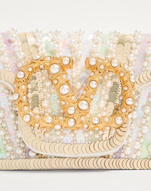 Valentino Garavani - Valentino Garavani Locò Small Embroidered Shoulder Bag With Jewel Logo - Multicolor - Woman - Shoulder Bags