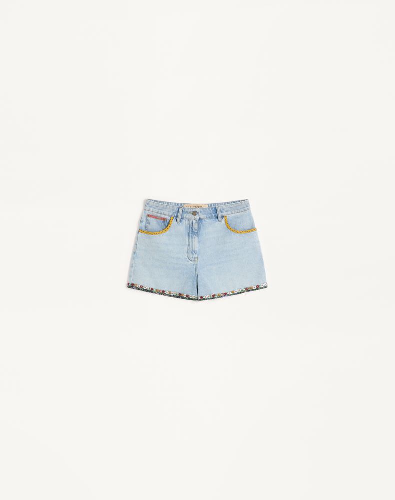 Valentino Women's Denim Embroidered Shorts Woman 29