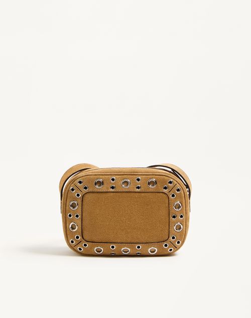 Valentino Garavani - Valentino Garavani Nellcôte Suede Shoulder Bag - Havana Beige - Man - Shoulder Bags