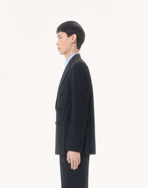 Valentino - Valentino Double-breasted Wool Jacket With Pressed Crease - Black - Man - Coats And Blazers