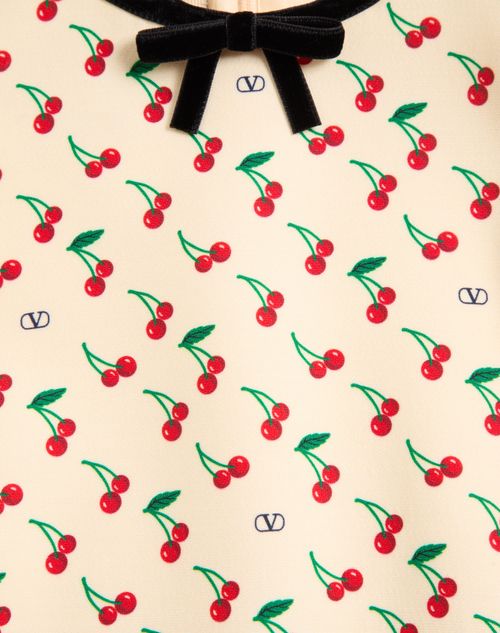 Valentino - Crepe Couture Short Dress With Cherryfic Print - Birch/cherry Red - Woman - Dresses