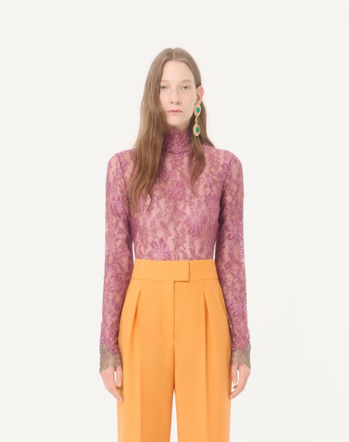 Valentino - Lace Bodysuit - Maroon - Woman - Lingerie